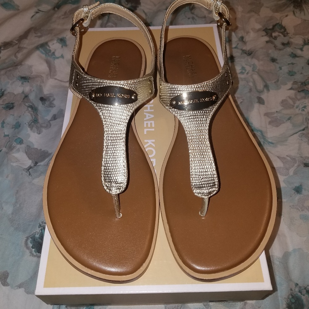 New Michael Kors MK Soft Gold Sandals sz 9.5, 10